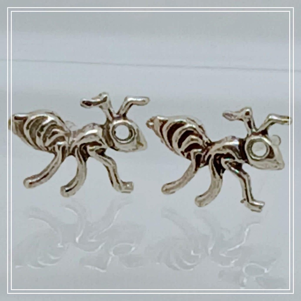 Vintage‎ Sterling Silver 925 Ant Insect Stud Earrings Small Bug Nature Jewelry